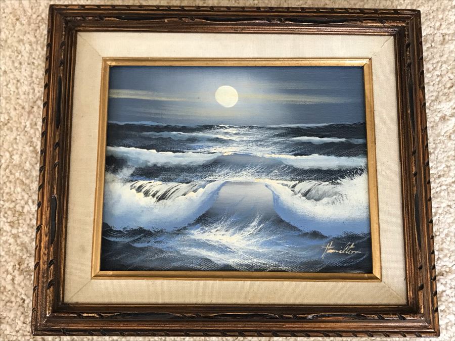 Original Seascape Oil Painting By Hamilton 10 X 8 [Photo 1]