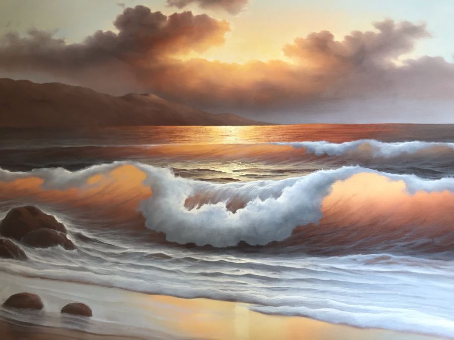 Original Seascape Oil Painting With Impressive Lighting By Jorge Prieto B 48 X 28 [Photo 5]
