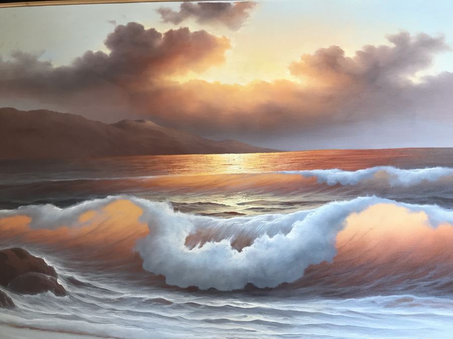 Original Seascape Oil Painting With Impressive Lighting By Jorge Prieto B 48 X 28 [Photo 4]