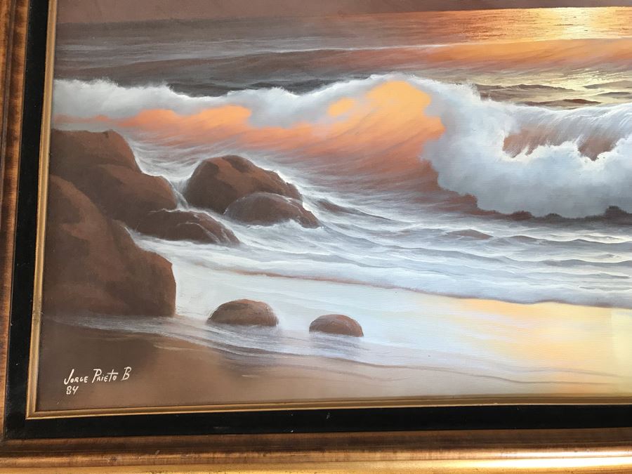 Original Seascape Oil Painting With Impressive Lighting By Jorge Prieto B 48 X 28 [Photo 7]