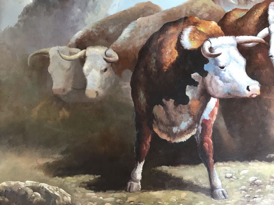 Original Cattle Cowboy Western Painting By Terry Slenz 36 X 24 [Photo 10]