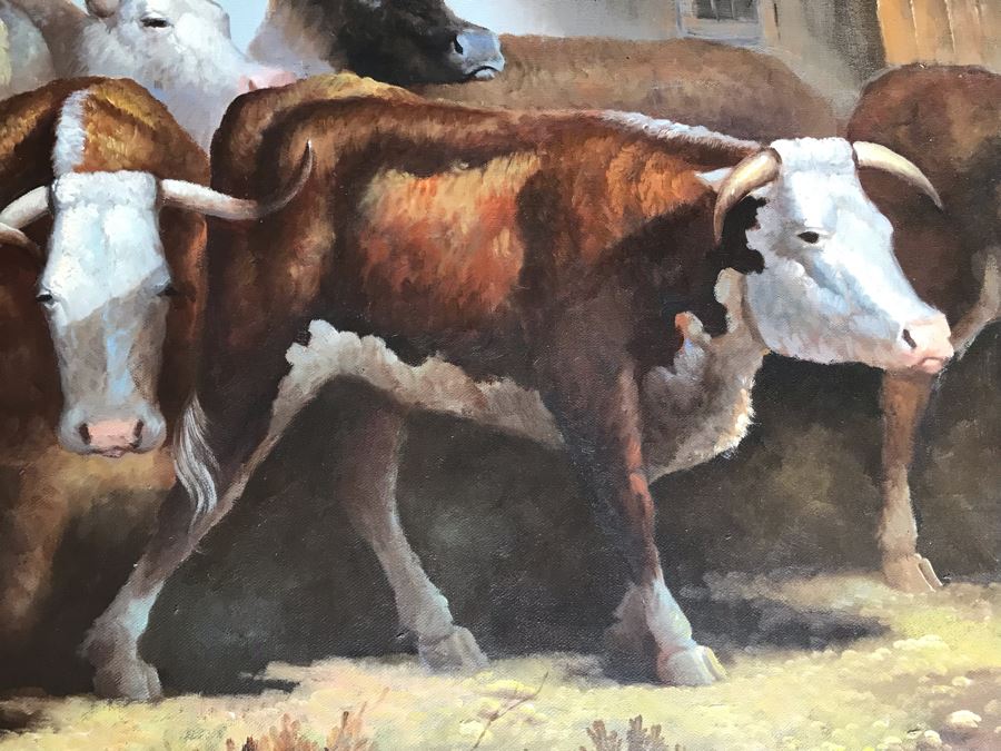 Original Cattle Cowboy Western Painting By Terry Slenz 36 X 24 [Photo 5]