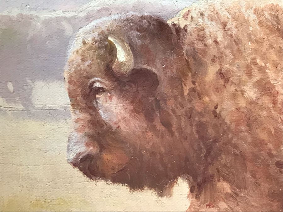 Original Western Native American Buffalo Painting By Troy Denton 36 X 24 [Photo 12]
