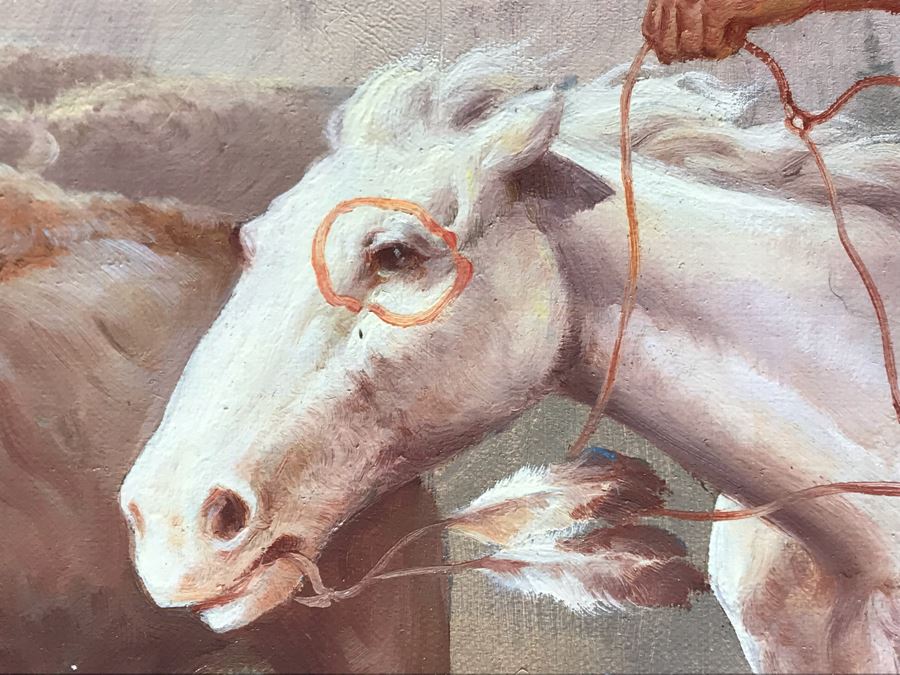 Original Western Native American Buffalo Painting By Troy Denton 36 X 24 [Photo 10]