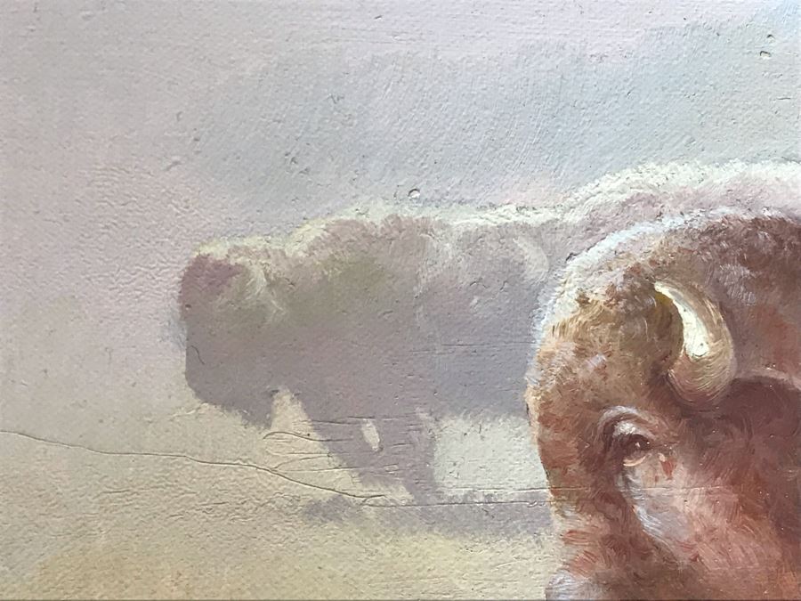 Original Western Native American Buffalo Painting By Troy Denton 36 X 24 [Photo 11]