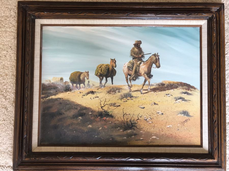 Original Western Painting By I Amaro? 24 X 18 [Photo 1]