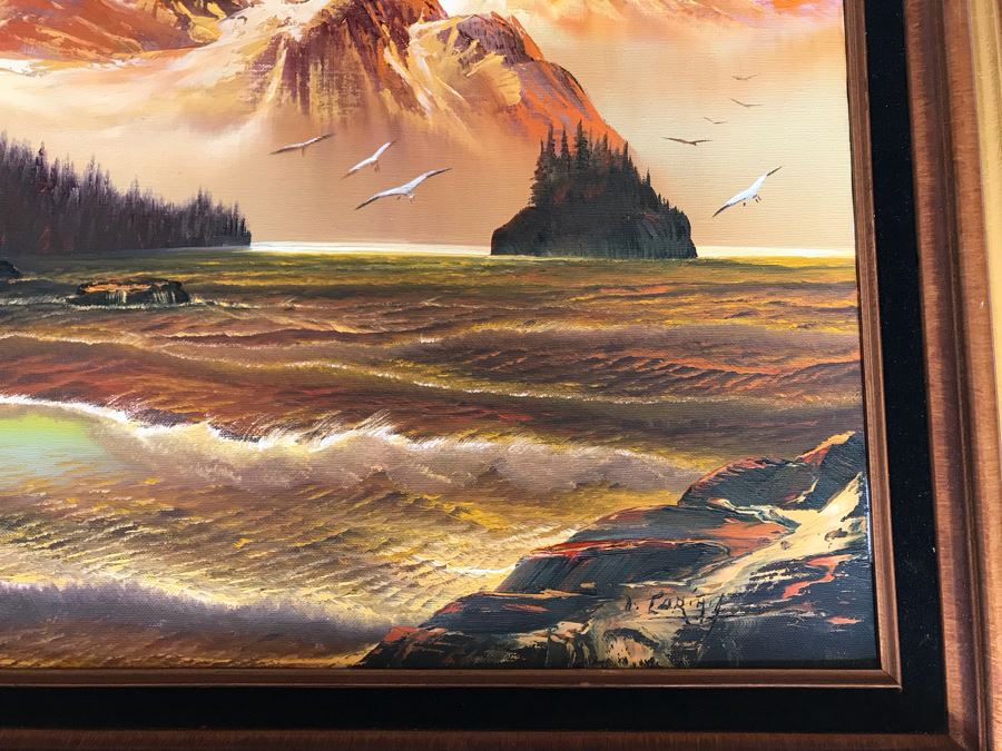 Original Seascape Mounting Painting 24 X 18 Signature Illegible 24 X 18 [Photo 5]