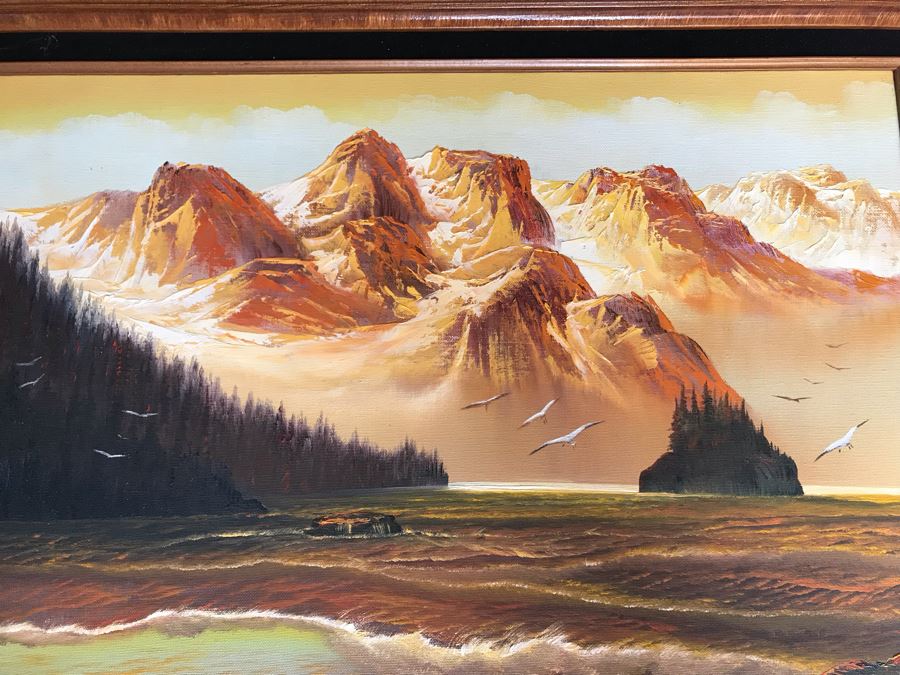 Original Seascape Mounting Painting 24 X 18 Signature Illegible 24 X 18 [Photo 3]