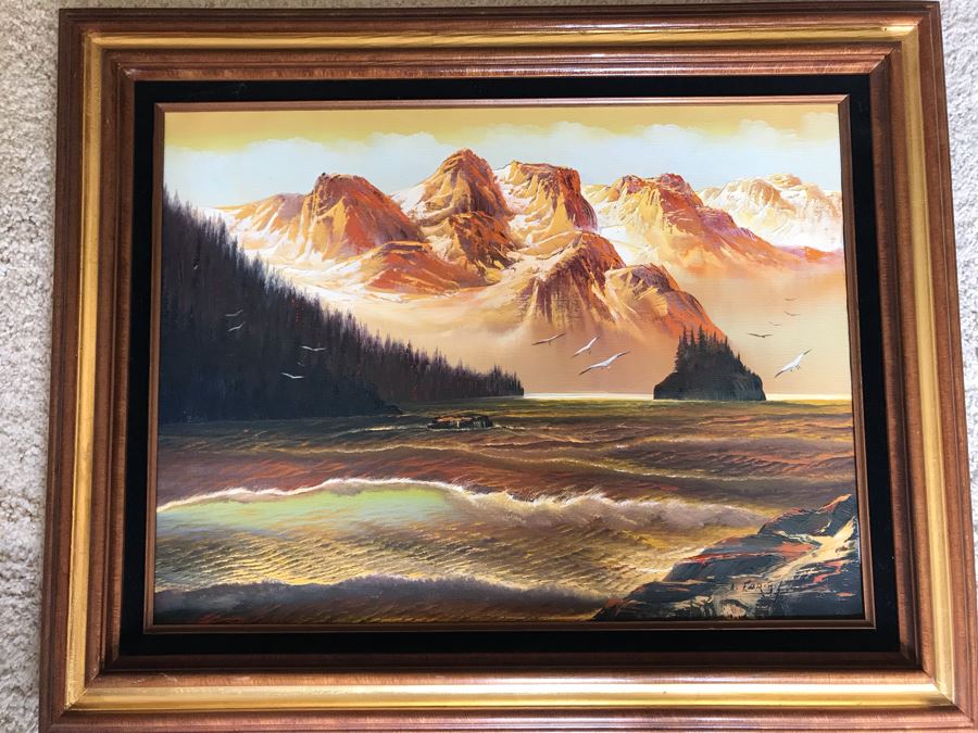 Original Seascape Mounting Painting 24 X 18 Signature Illegible 24 X 18 [Photo 2]