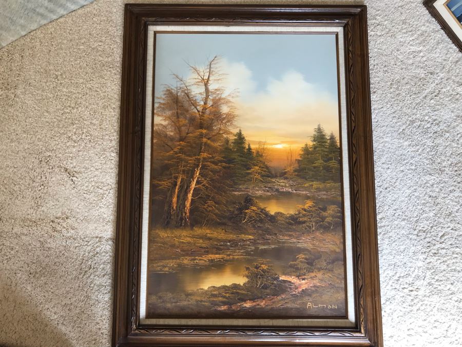 Original Forest Lake Painting With Amazing Lighting By Alman 24 X 36 [Photo 2]