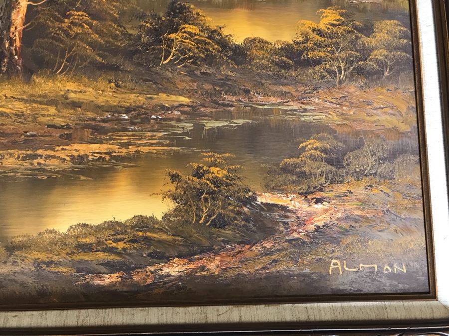 Original Forest Lake Painting With Amazing Lighting By Alman 24 X 36 [Photo 8]