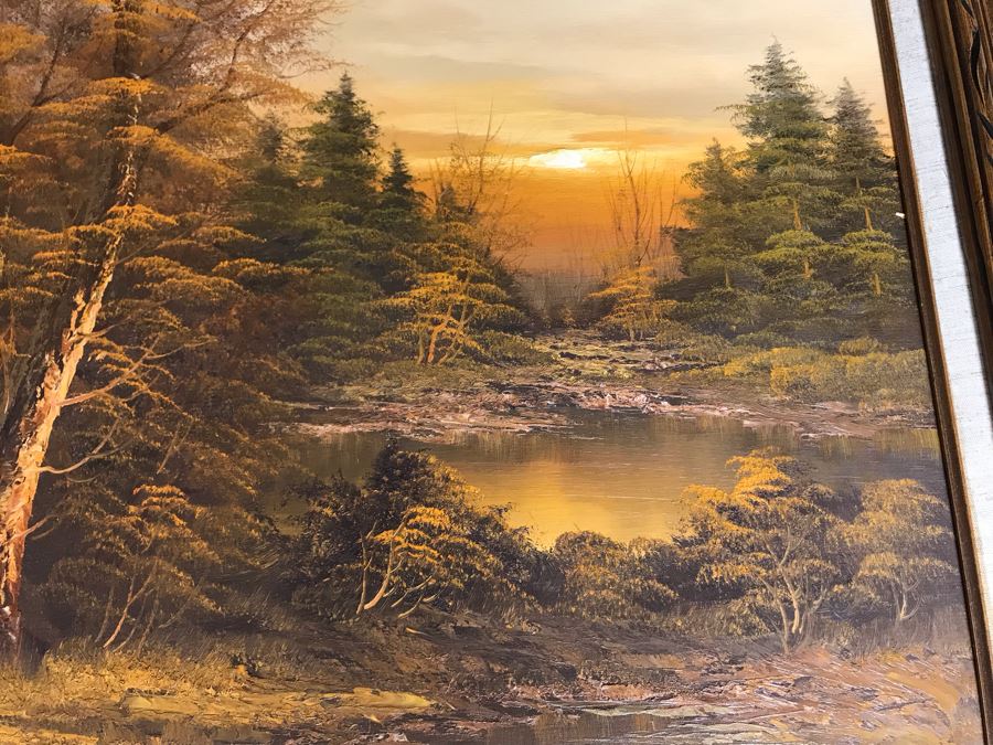 Original Forest Lake Painting With Amazing Lighting By Alman 24 X 36 [Photo 7]
