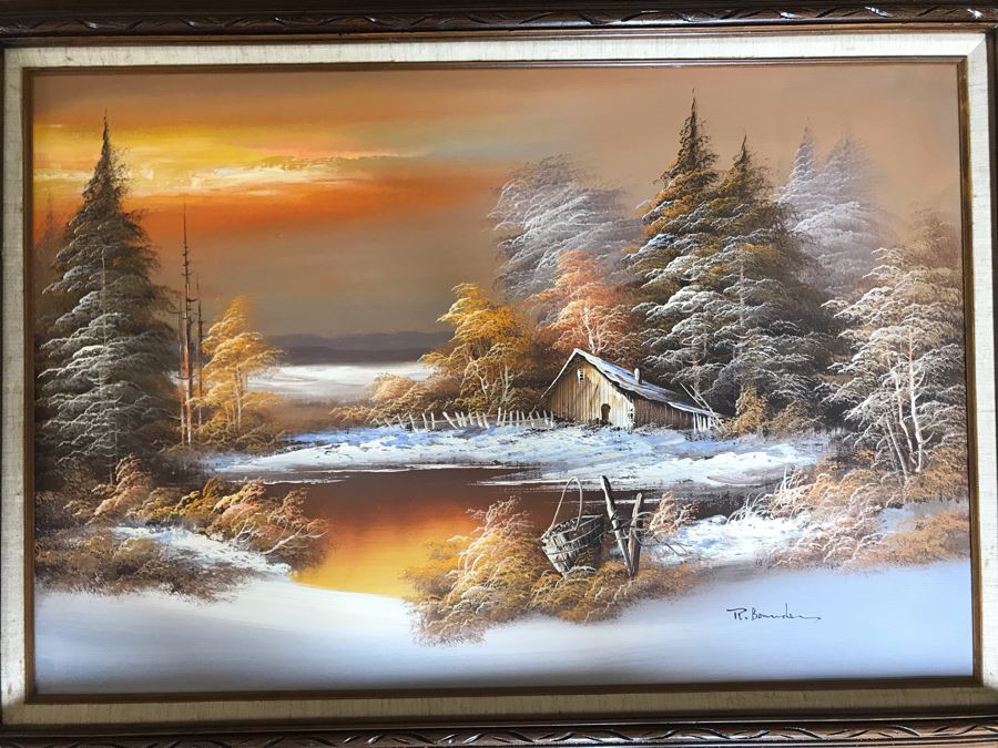 Original Painting Signature Illegible 36 X 24 [Photo 2]