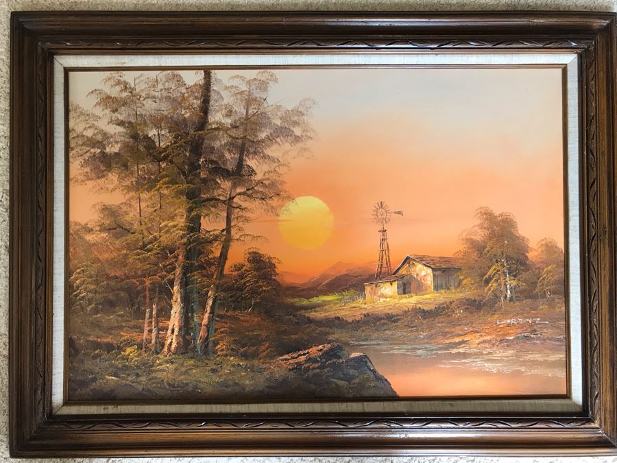 Original Farm Painting By Lorenz 36 X 24 [Photo 1]