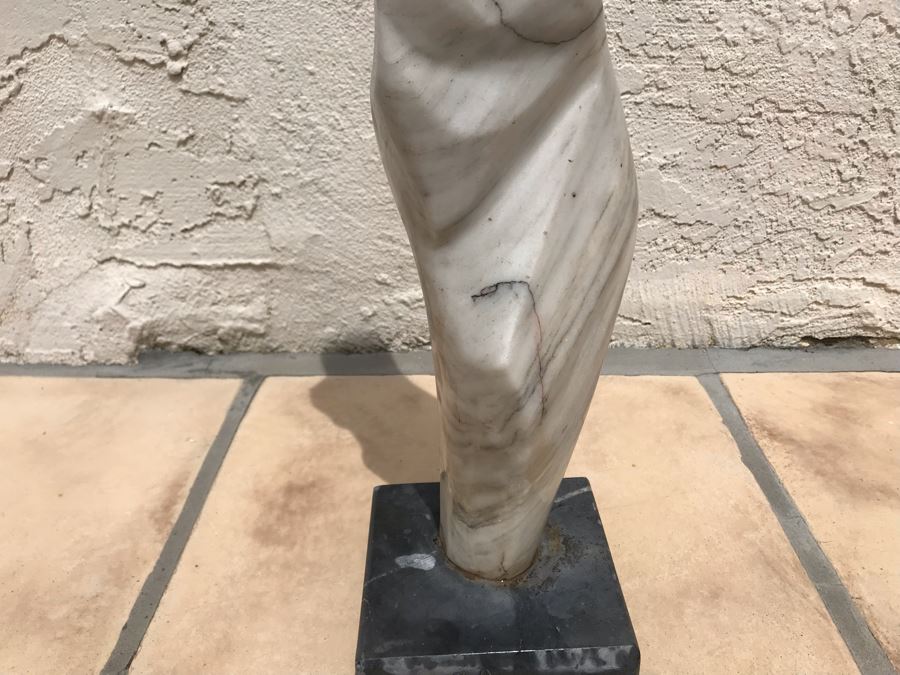 Modernist Abstract Carved Marble Nude Sculpture Base Signed Gurza 5.5W X 23H [Photo 6]