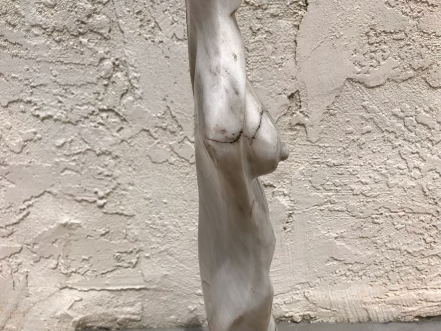 Modernist Abstract Carved Marble Nude Sculpture Base Signed Gurza 5.5W X 23H [Photo 10]