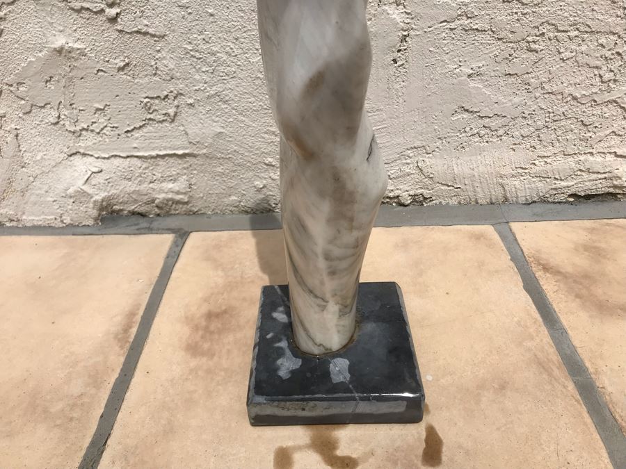 Modernist Abstract Carved Marble Nude Sculpture Base Signed Gurza 5.5W X 23H [Photo 11]