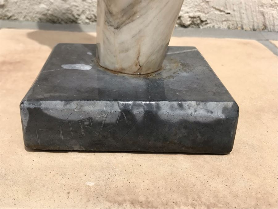 Modernist Abstract Carved Marble Nude Sculpture Base Signed Gurza 5.5W X 23H [Photo 7]