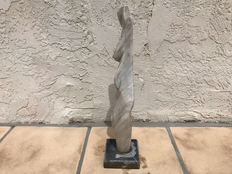 Modernist Abstract Carved Marble Nude Sculpture Base Signed Gurza 5.5W X 23H [Photo 15]