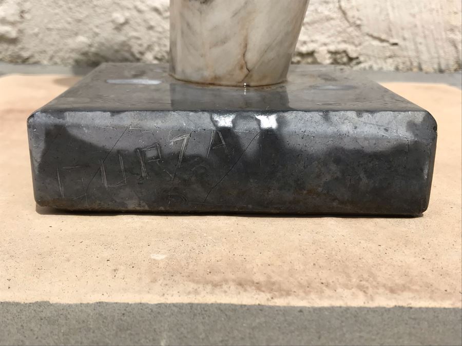Modernist Abstract Carved Marble Nude Sculpture Base Signed Gurza 5.5W X 23H [Photo 8]
