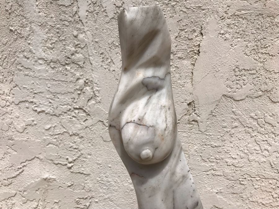 Modernist Abstract Carved Marble Nude Sculpture Base Signed Gurza 5.5W X 23H [Photo 4]