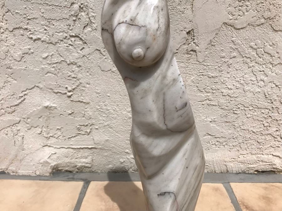 Modernist Abstract Carved Marble Nude Sculpture Base Signed Gurza 5.5W X 23H [Photo 5]