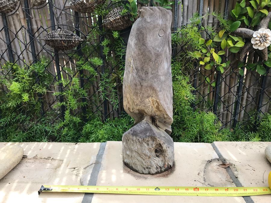 Carved Wooden Owl Sculpture 8W X 6D X 18H [Photo 5]