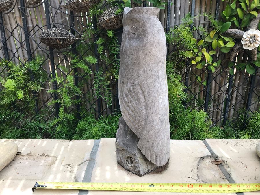 Carved Wooden Owl Sculpture 8W X 6D X 18H [Photo 7]