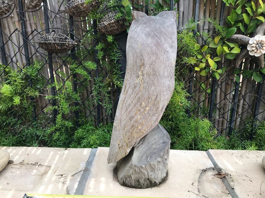 Carved Wooden Owl Sculpture 8W X 6D X 18H [Photo 6]