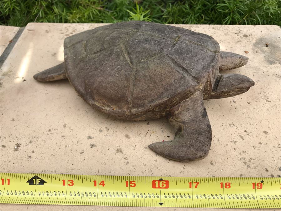 Carved Sea Turtle Sculpture 9W X 7D X 2.5H [Photo 2]
