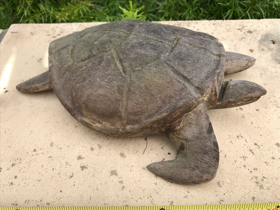 Carved Sea Turtle Sculpture 9W X 7D X 2.5H [Photo 4]
