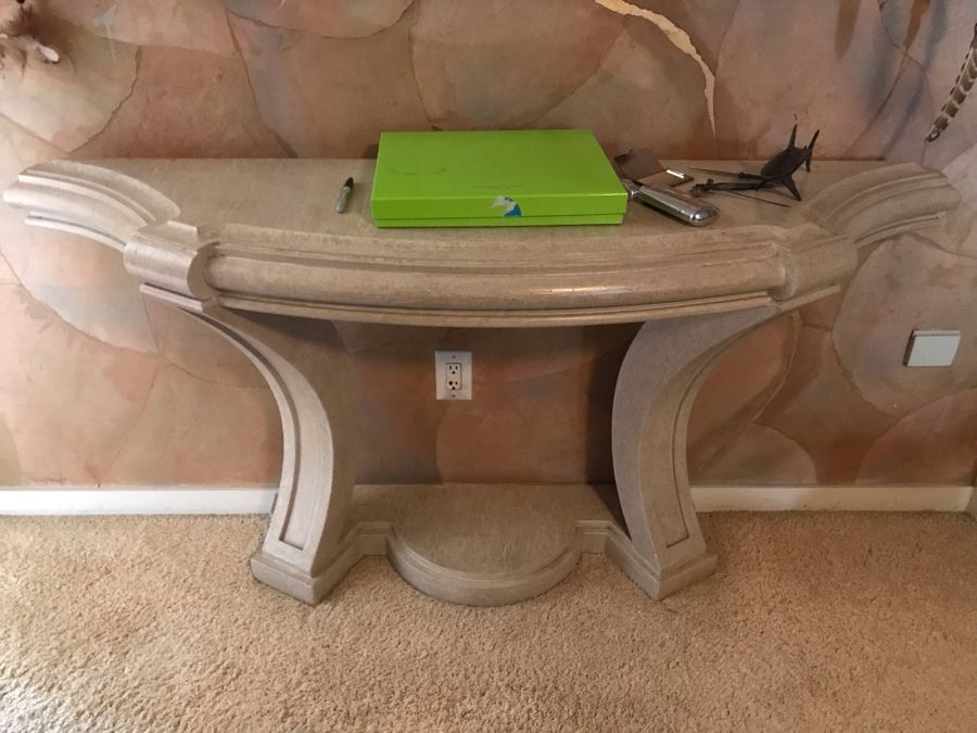 Console Hallway Entry Table Faux Marble 67W X 17D X 33H [Photo 4]