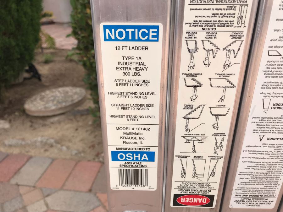 Krause MultiMatic Ladder 12' Type 1A Industrial 300lbs Model 121482