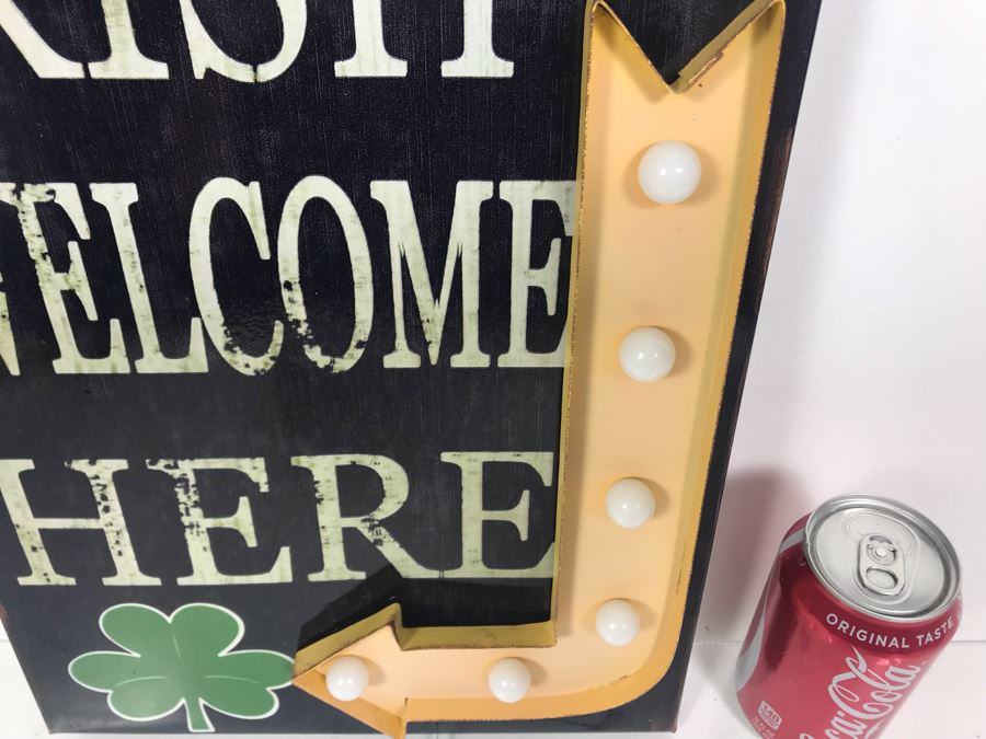JUST ADDED - New Lighted Irish Welcome Here Metal Sign Battery Powered [Photo 3]