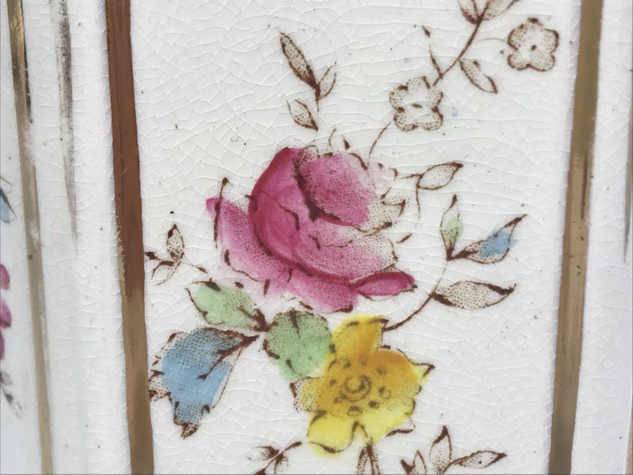 JUST ADDED - Vintage English Porcelain Biscuit Cookie Jar With Metal Handle And Lid 6W X 11H [Photo 6]