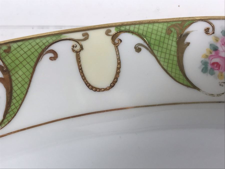 JUST ADDED - Antique Hand Painted NIPPON Japan Sushi Celery Serving Dish Platter 12.75 X 6.5 With Six Salt Plates 3.75 X 2.5 [Photo 6]