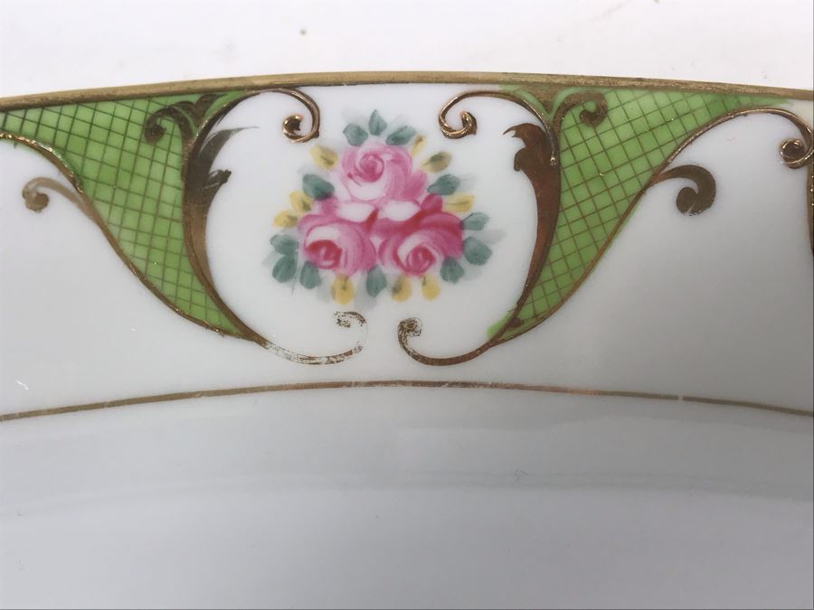 JUST ADDED - Antique Hand Painted NIPPON Japan Sushi Celery Serving Dish Platter 12.75 X 6.5 With Six Salt Plates 3.75 X 2.5 [Photo 5]