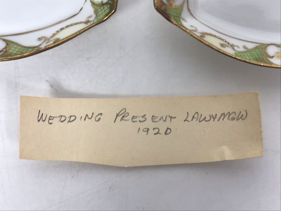 JUST ADDED - Antique Hand Painted NIPPON Japan Sushi Celery Serving Dish Platter 12.75 X 6.5 With Six Salt Plates 3.75 X 2.5 [Photo 8]