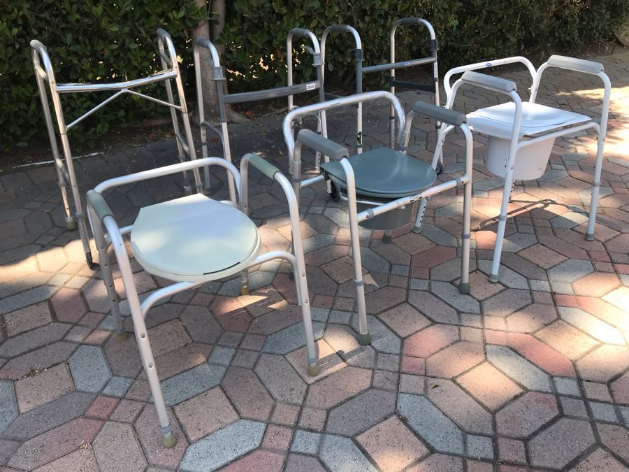 Three Walkers And Three Medical Bedside Commodes Invacare Drive [Photo 2]