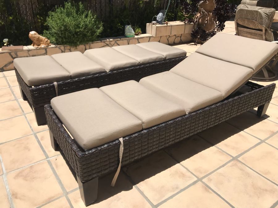 Sunbrella Adjustable Outdoor Chaise Lounge Chairs Patio Furniture 80W X 27D X 18H [Photo 3]