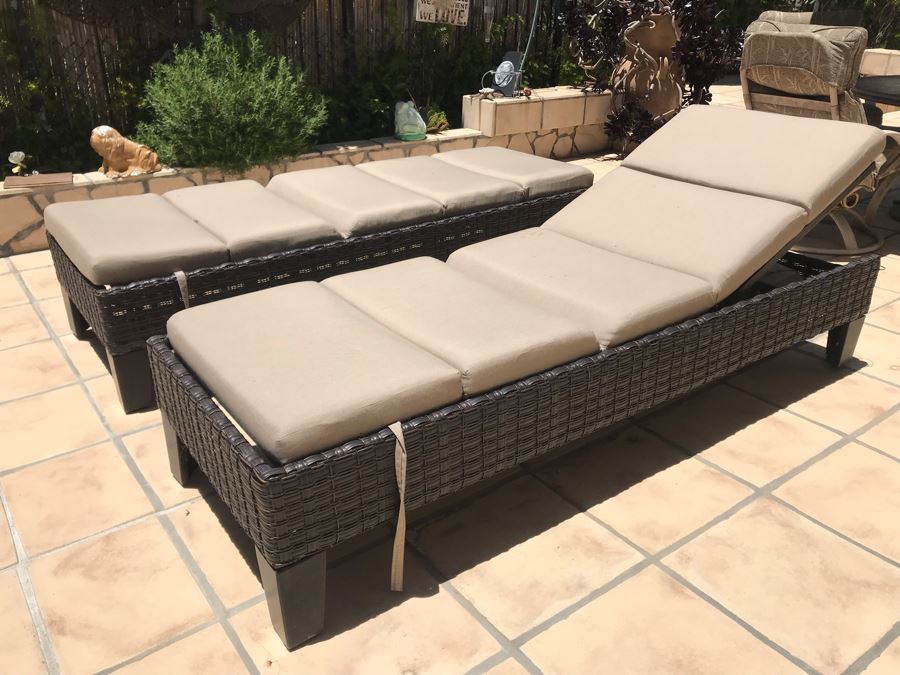 Sunbrella Adjustable Outdoor Chaise Lounge Chairs Patio Furniture 80W X 27D X 18H [Photo 2]