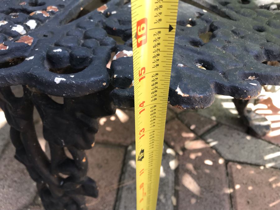 Heavy Cast Iron Outdoor Chair 23W X 20D X 27H With Matching Side Table 24W X 14H Grapes Vine Motif [Photo 10]