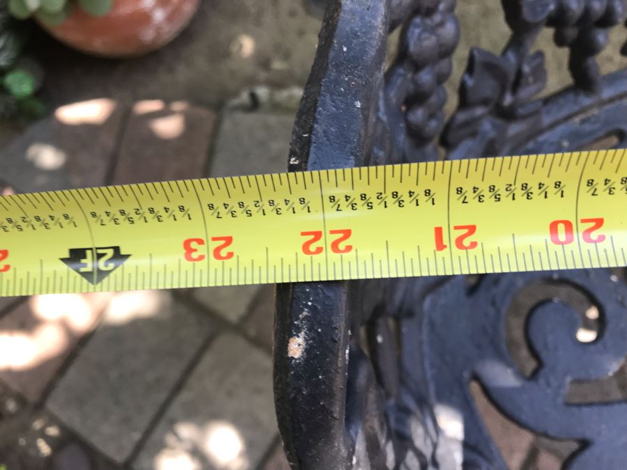 Heavy Cast Iron Outdoor Chair 23W X 20D X 27H With Matching Side Table 24W X 14H Grapes Vine Motif [Photo 11]