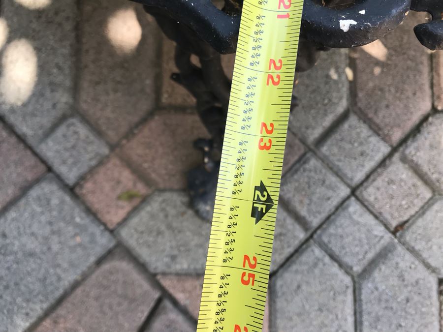 Heavy Cast Iron Outdoor Chair 23W X 20D X 27H With Matching Side Table 24W X 14H Grapes Vine Motif [Photo 9]