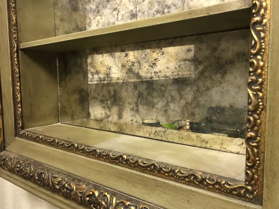 Vintage Mirrored Gold Tone Hanging Shelf 30.5W X 26H X 6D [Photo 7]