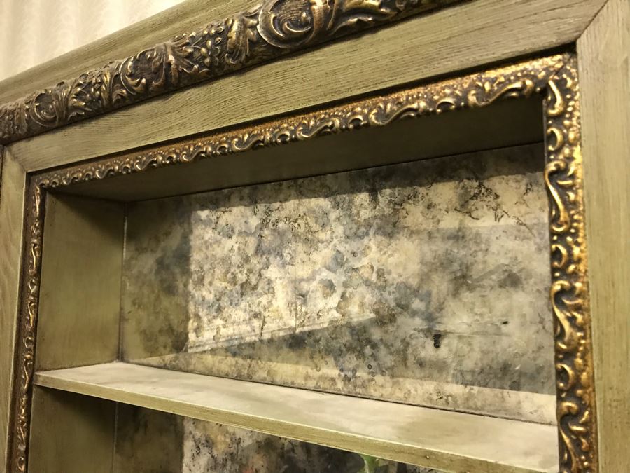 Vintage Mirrored Gold Tone Hanging Shelf 30.5W X 26H X 6D [Photo 6]