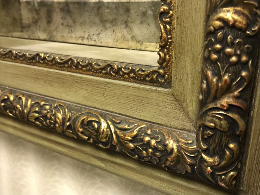 Vintage Mirrored Gold Tone Hanging Shelf 30.5W X 26H X 6D [Photo 4]