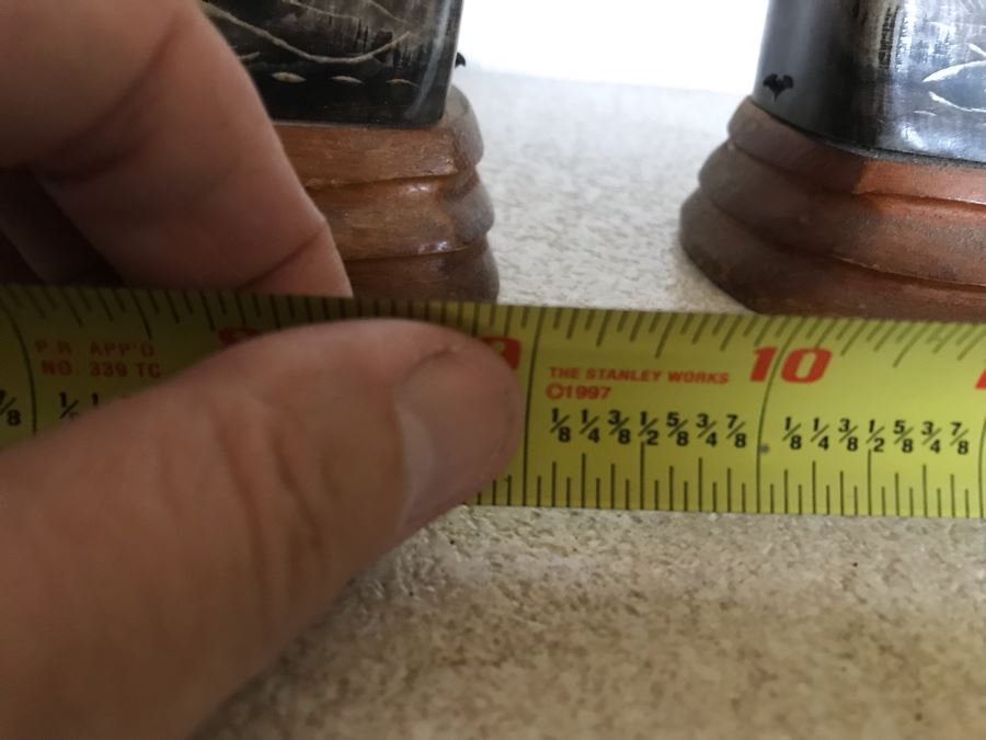 Hand Carved Horn Decorated With Tiger And Dragon Serpent Design Each 9W X 3.5D X 15H [Photo 21]