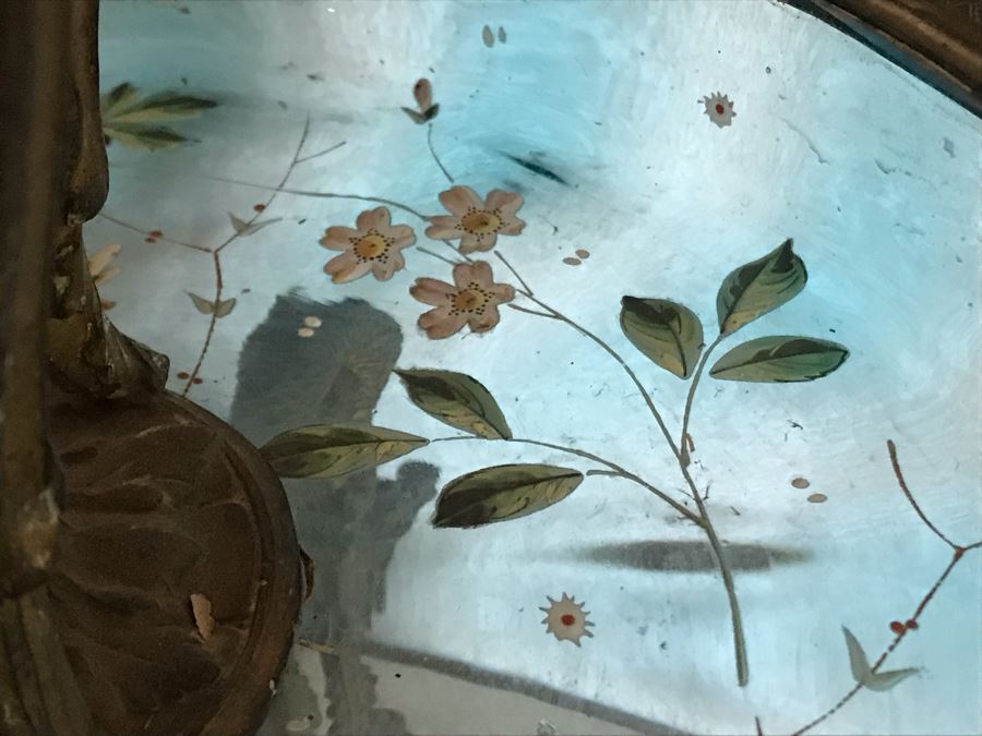 Impressive Antique Epergne Centerpiece With Hand Painted Blue Venetian Glass Decorated With Butterflies, Dragonflies And Flowers Supported By Gilded Brass Chinoiserie Base Featuring Dragons Serpents 26H X 12W [Photo 13]