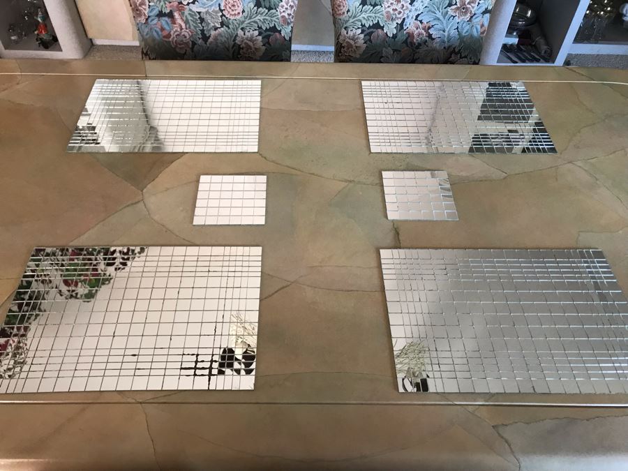 Four Mirrored Placemats 17.5 X 12 And Two Small Table Mats 6 X 6 From Getty Estate In Italy [Photo 3]